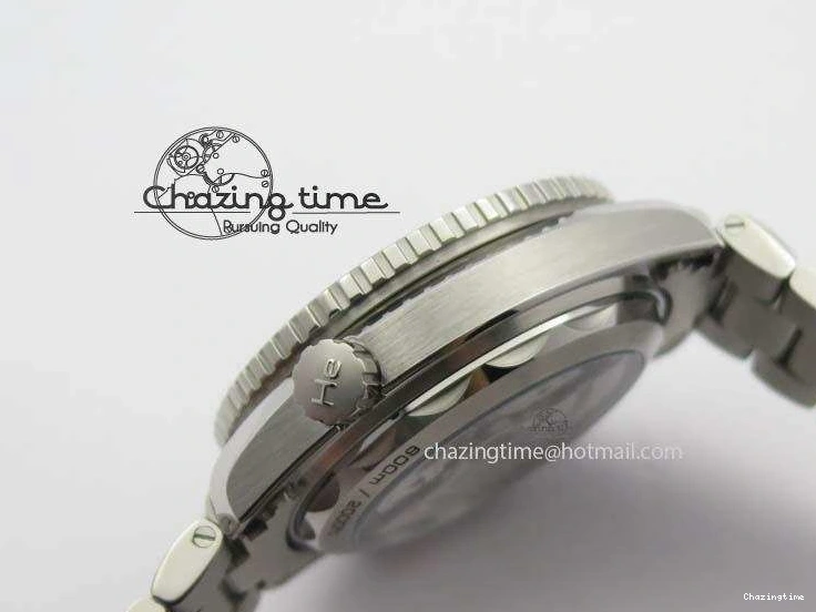 0413 Sustainable Planet Ocean Master Chronometer Chrono SS OM 1:1 Best Edition Black Dial On SS Bracelet A 8179